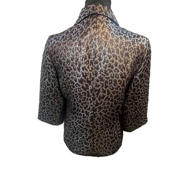 Michael Kors Womens Stunning Metallic Leopard Print 3/4 Sleeve Jacket Size 6 P - Picture 4 of 7